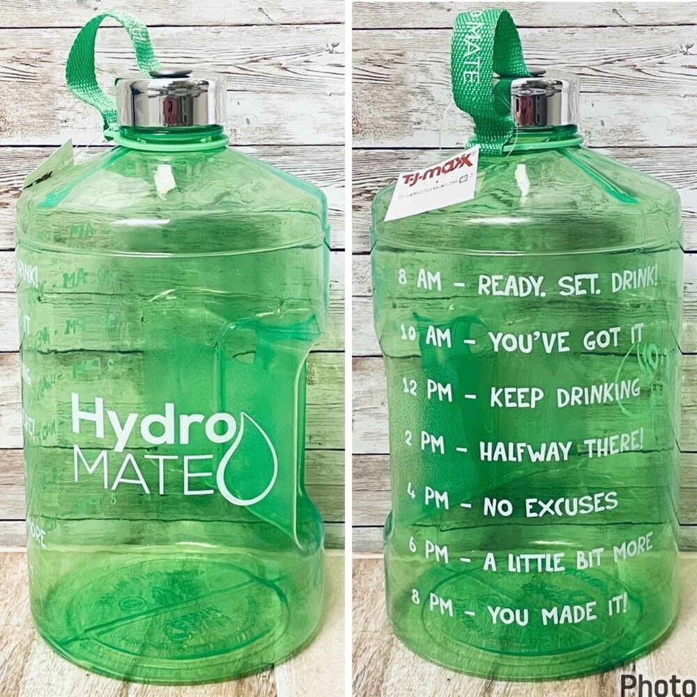 NWT HYDROMATE 1 gallon Gorgeous Motivational Drink Green water Plastic Bottle
